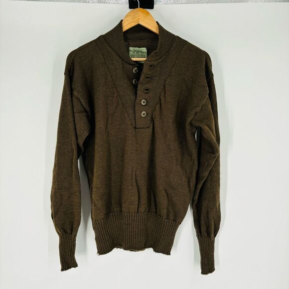 True Vintage 1980’s U.S. Military Sweater Olive Drab Wool Mens Size Large - Picture 1 of 5